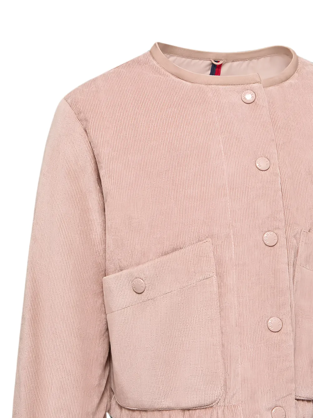 Moncler Enfant Quinley ribfluwelen jack met capuchon Roze