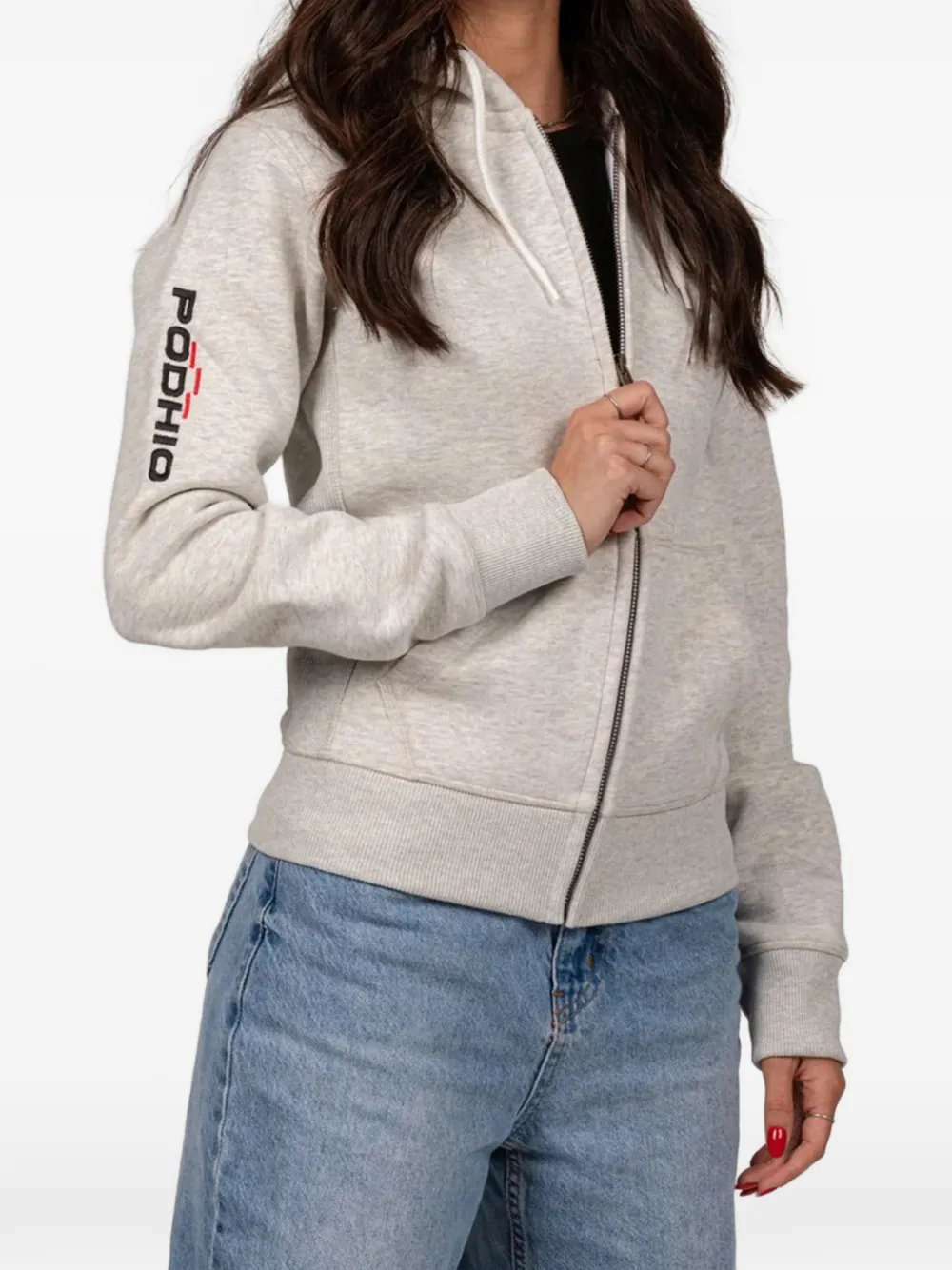 PODHIO Kapuzenjacke mit Logo-Print - Grau