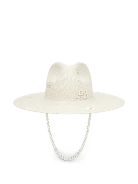 Ruslan Baginskiy logo-appliqué faux-pearl fedora hat