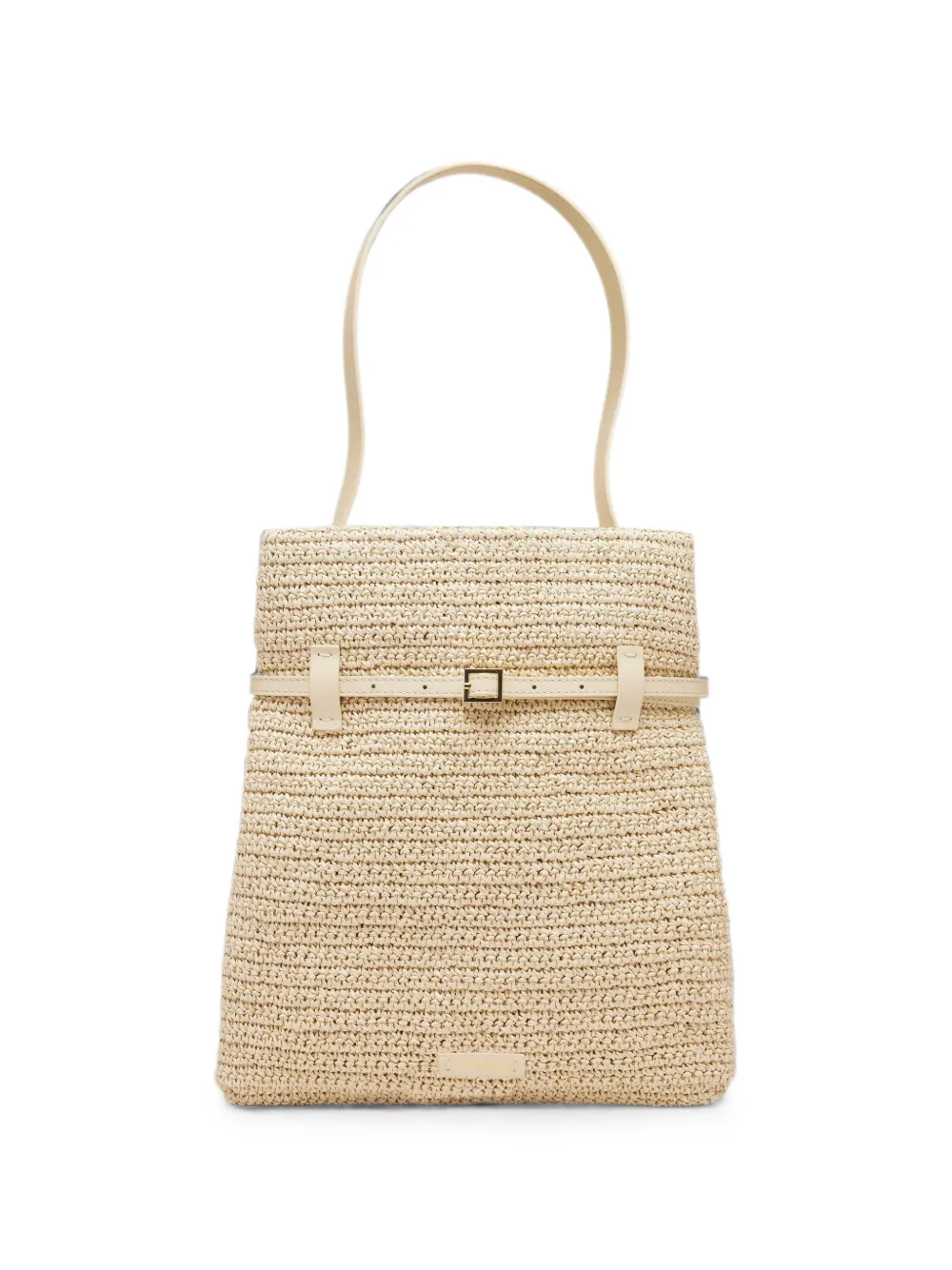 Manu Atelier Tote Du Jour gehaakte leren shopper Beige