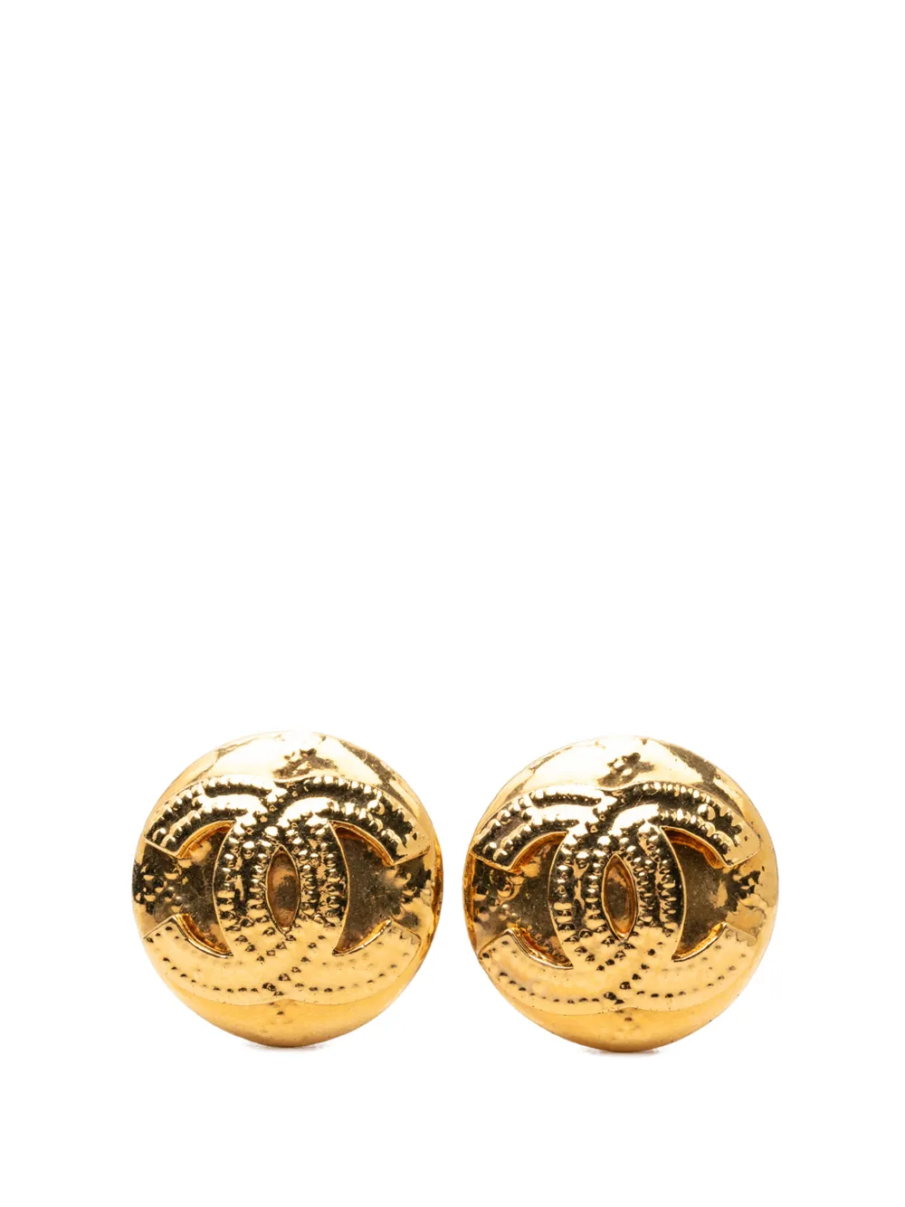 CHANEL Pre-Owned 1994 CC Gold Plated Round Clip On Earrings costume earrings - Oro