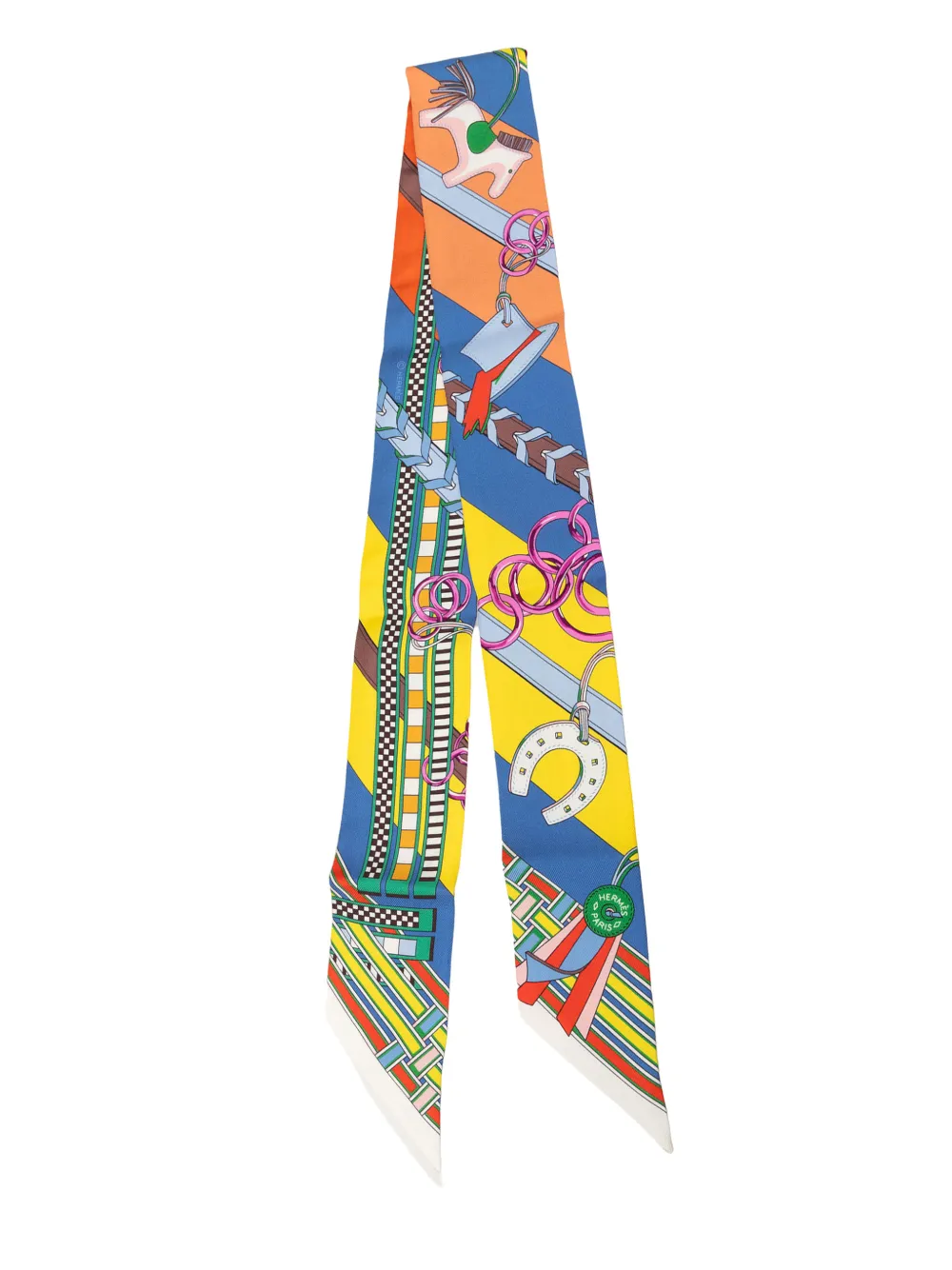 Hermès Pre-Owned 2000-2026 Brides et Gris Silk Twilly Scarf scarves - Blu