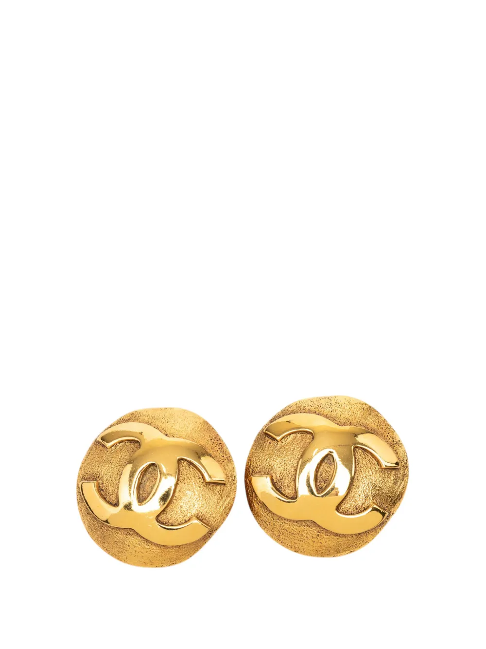 CHANEL Pre-Owned 1980-1990 CC Gold Plated Round Clip On Earrings costume earrings - Oro