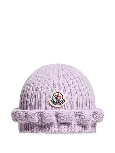 Moncler Enfant ruffled ribbed-knit beanie hat