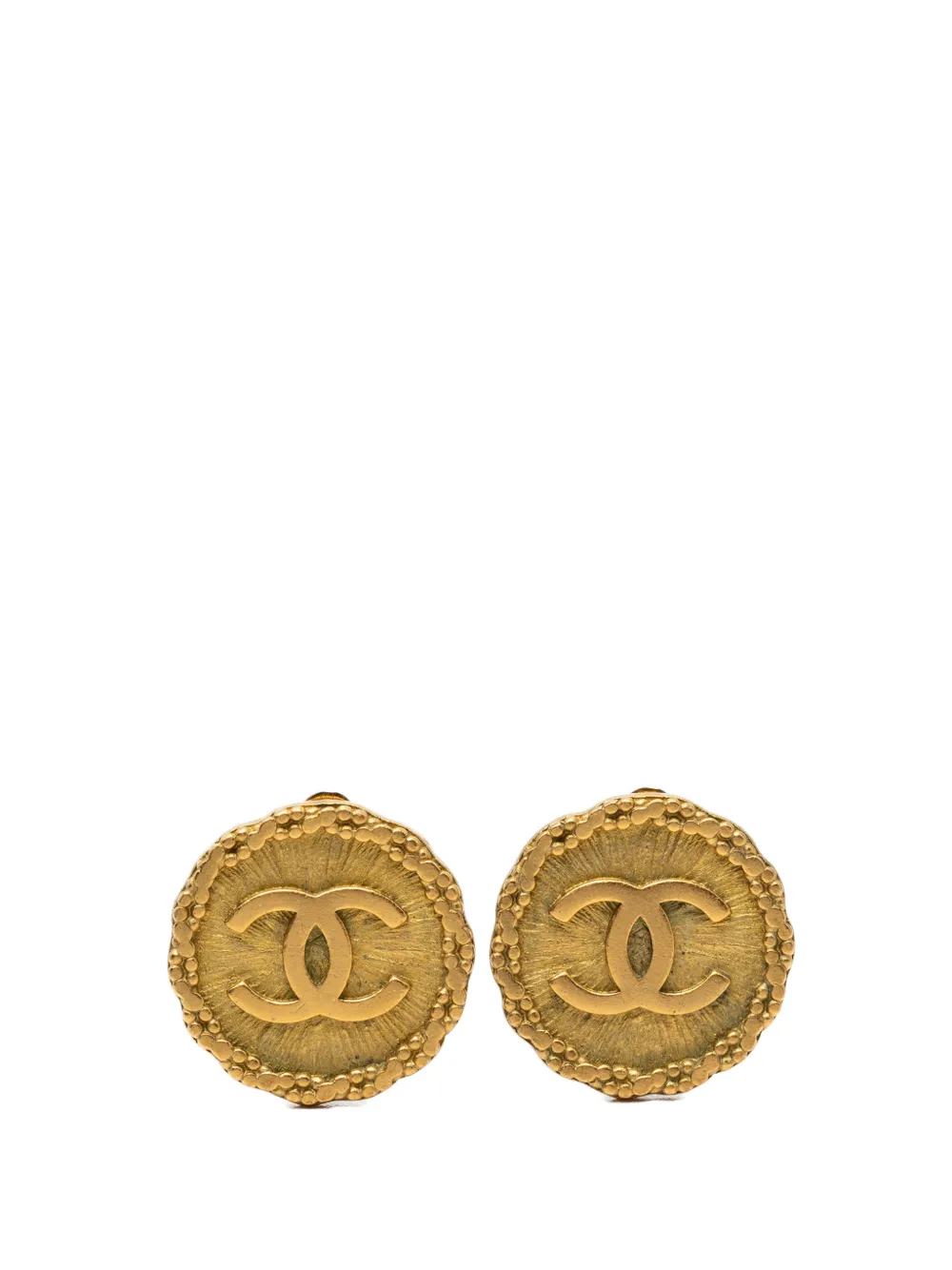 CHANEL Pre-Owned 1995 CC Gold Plated Round Clip On Earrings costume earrings - Oro