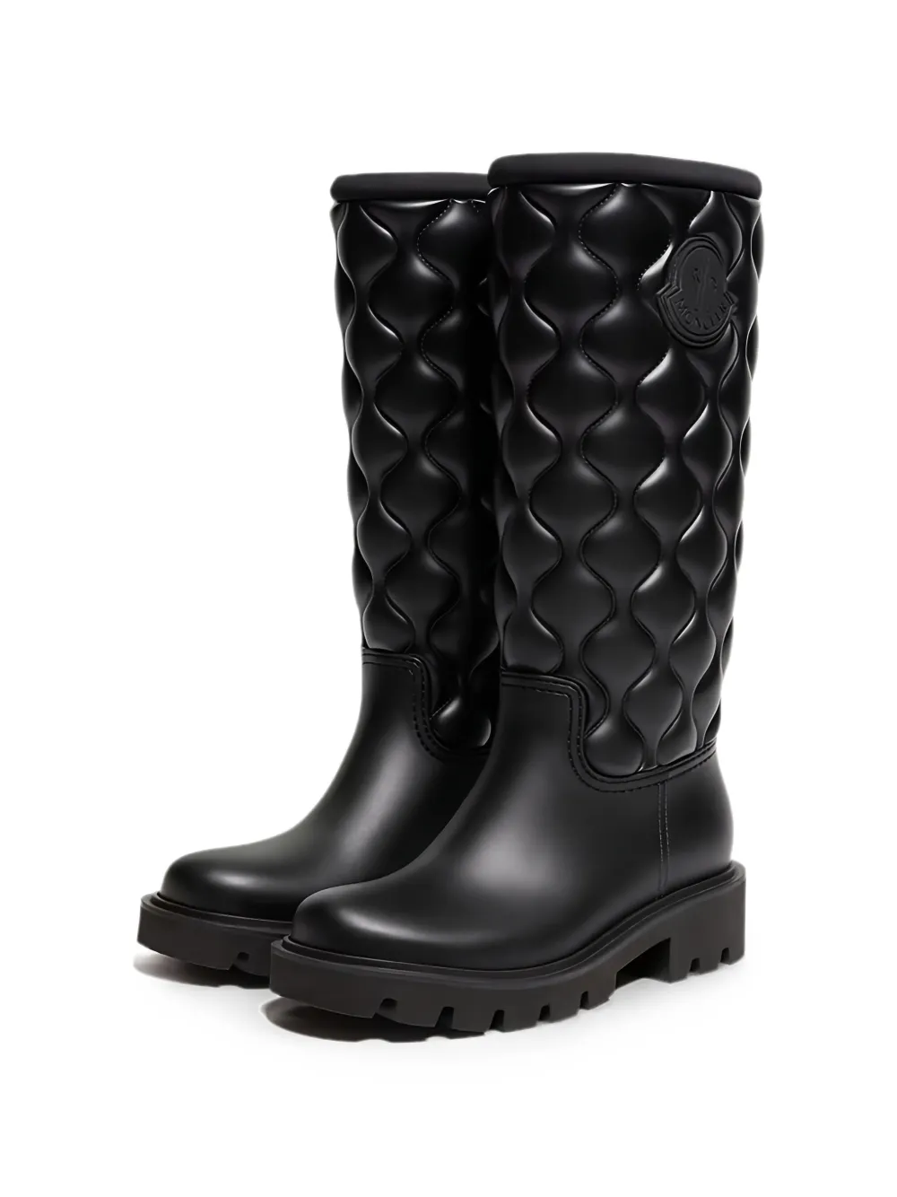 Moncler Kickstream quilted logo-patch boots Zwart