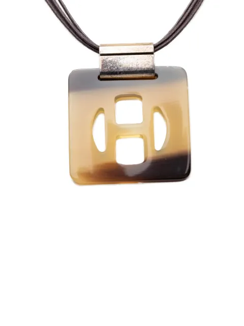 Hermès Pre-Owned 20th 센추리 버팔로 혼 스퀘어 펜던트 코스튬 네크리스