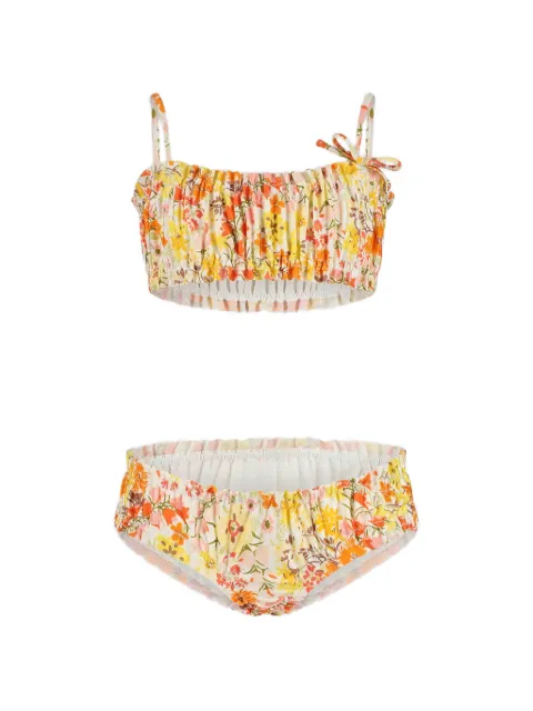 ZIMMERMANN Kids bikini Solstice fruncido con estampado floral