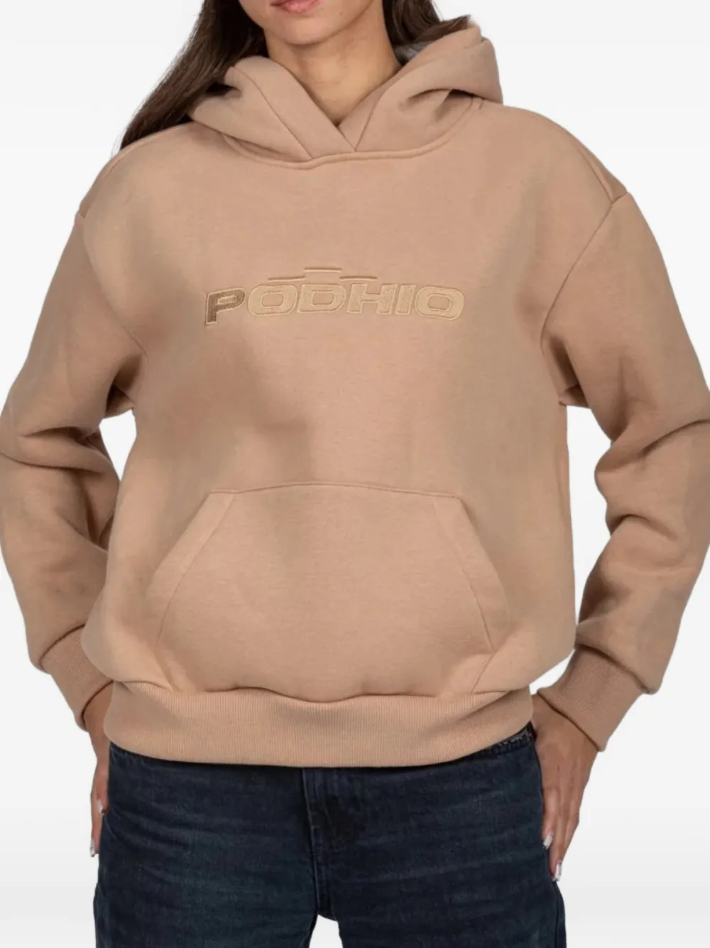 PODHIO logo-embroidered hoodie - Toni neutri