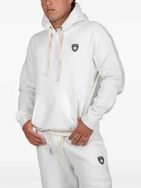 PODHIO Shield logo-patch drawstring hoodie