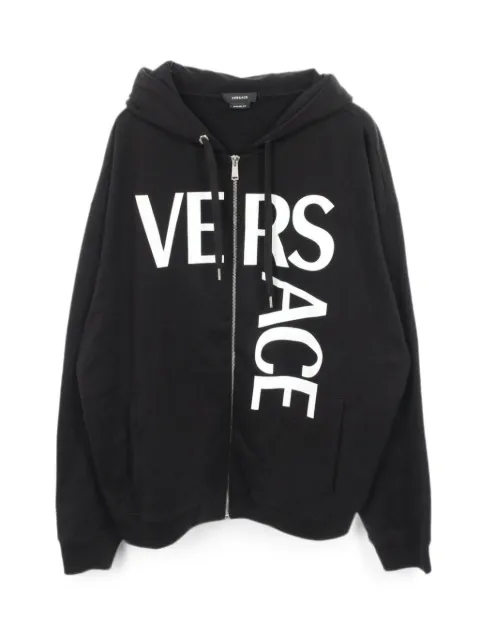 Versace Pre-Owned logo-print zip-up cotton hoodie