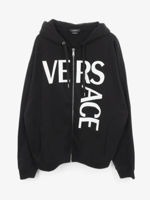 Versace Pre-Owned logo-print zip-up cotton hoodie