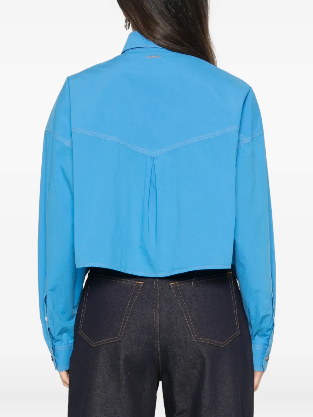 Versace Cropped shirtjack van katoenen popeline Blauw