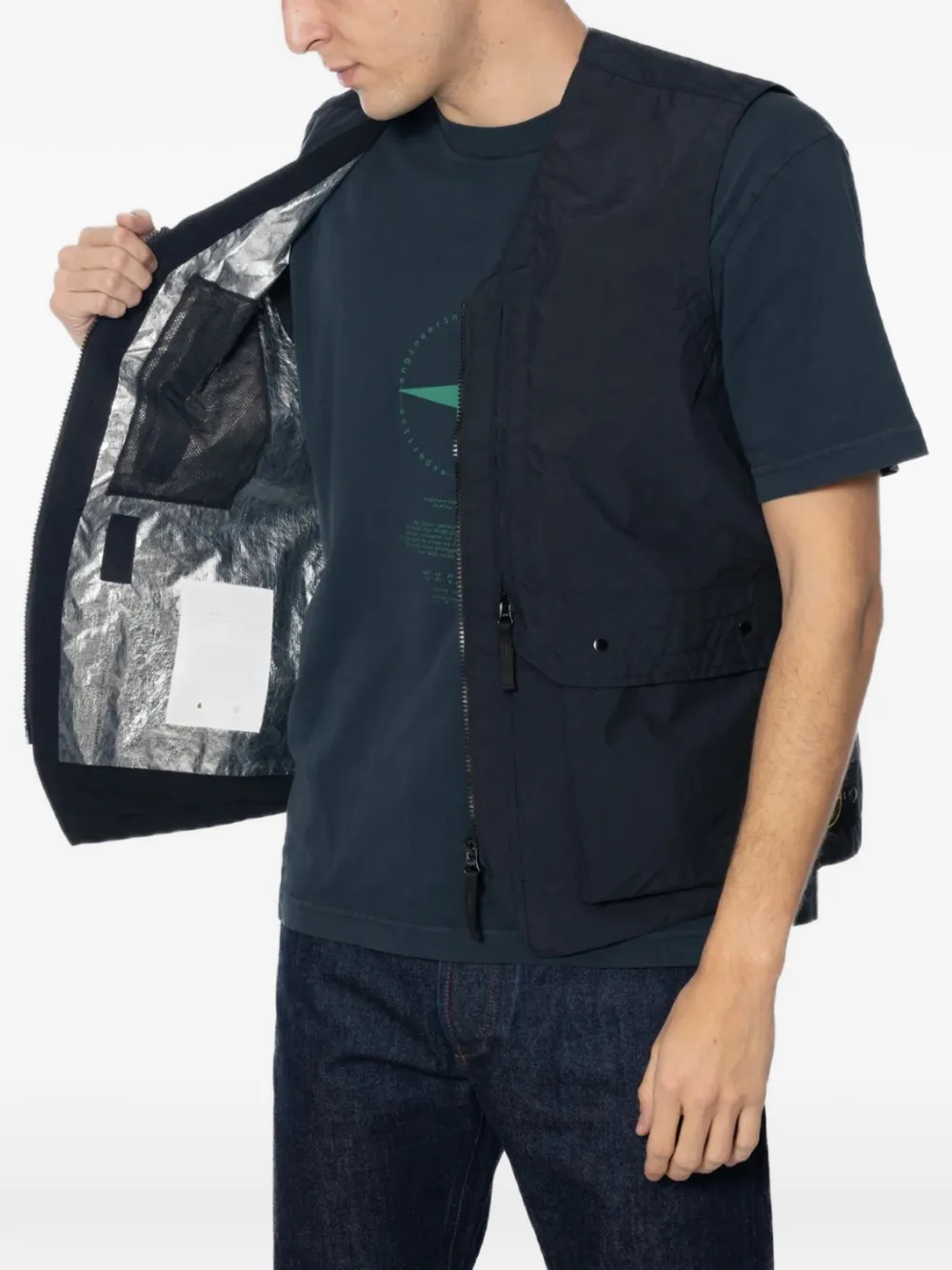 Stone Island Bodywarmer met meerdere zakken en logo-patch Blauw