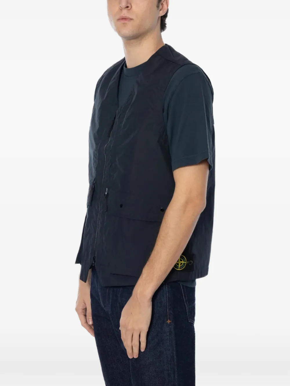 Stone Island Bodywarmer met meerdere zakken en logo-patch Blauw