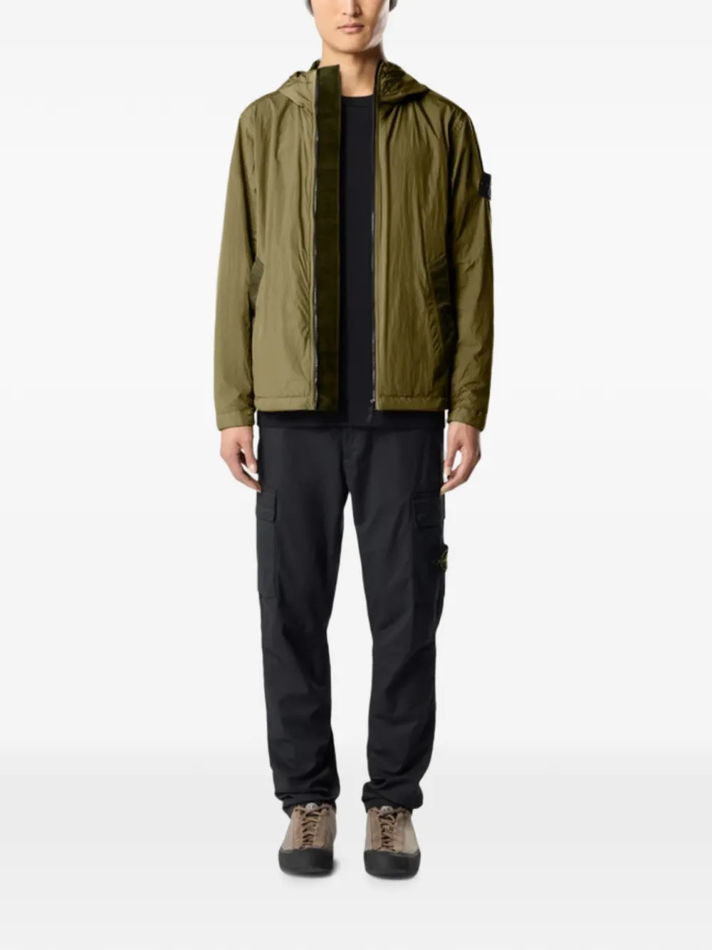 Stone Island Reps NY jack met gekreukt effect Groen