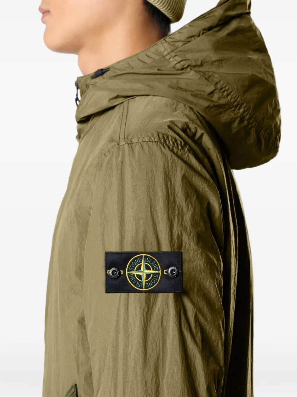 Stone Island Reps NY jack met gekreukt effect Groen