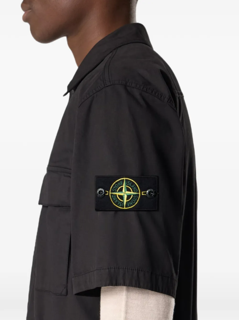 Stone Island Overhemd met logopatch en korte mouwen Zwart
