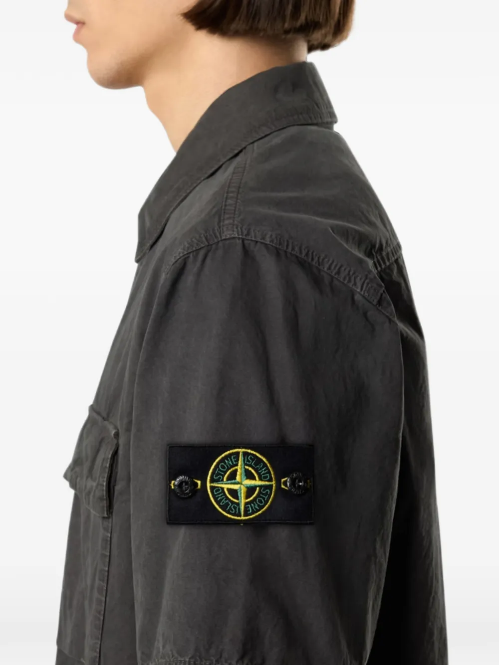 Stone Island Canvas overhemd van biologisch katoen met geborsteld effect Grijs