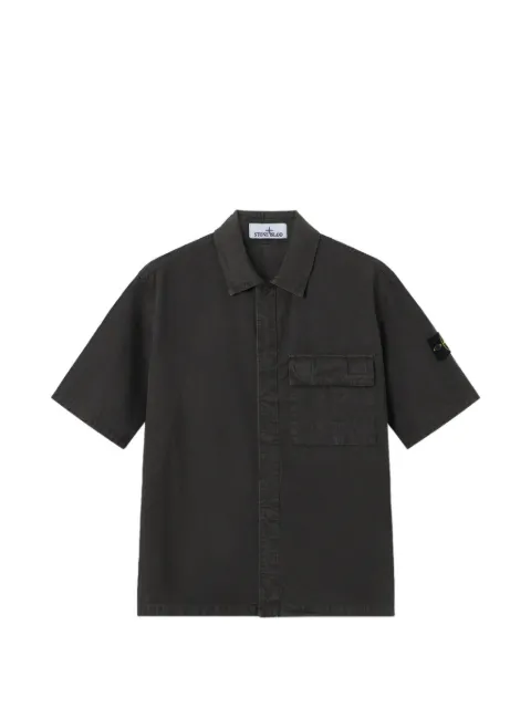 Stone Island 1200031 brushed organic cotton canvas 'old' effect shirt