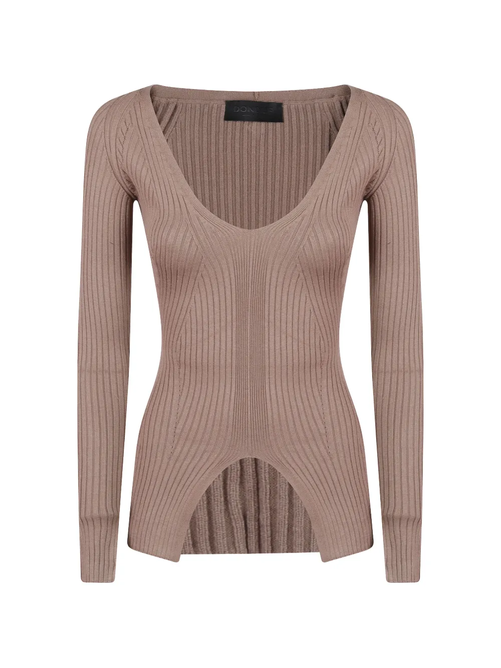 DONDUP ribbed-knit V-neck top - Braun
