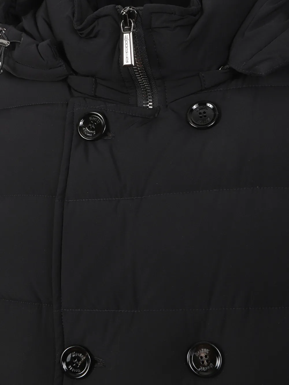 Moorer double-breasted hooded jacket Zwart