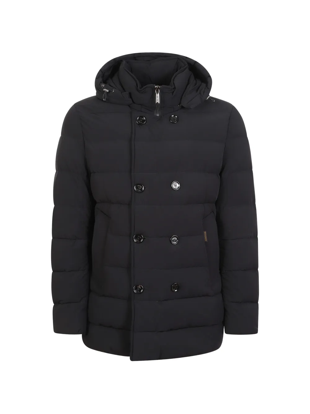 Moorer double-breasted hooded jacket Zwart