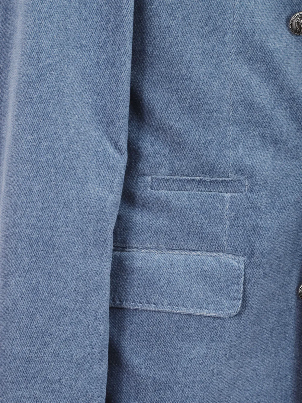 Brunello Cucinelli Katoenen fluwelen blazer met anderhalve rij knopen en denim-effect Blauw