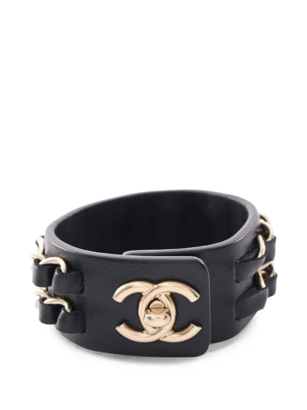 CHANEL Pre-Owned 2018 CC turn-lock leather bracelet - Nero