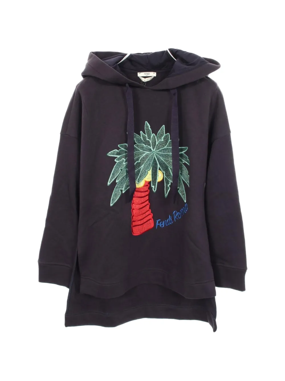 Fendi Pre-Owned palm-tree embroidered hoodie - Blu