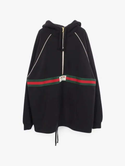 Gucci Pre-Owned 웹 스트라이프 하프 지퍼 후디