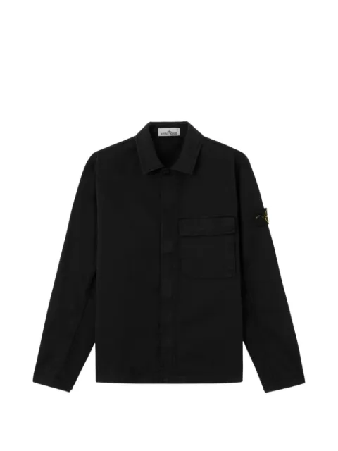 Stone Island logo-patch cotton-twill shirt jacket