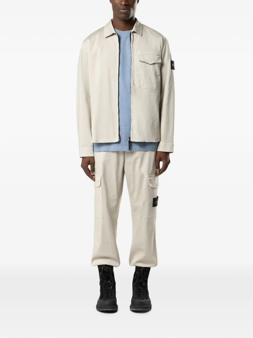Stone Island Overhemd met logopatch Grijs