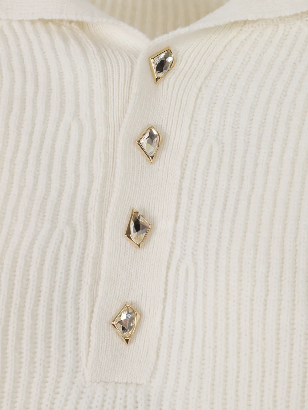 DONDUP crystal-embellished ribbed-knit sweater Beige