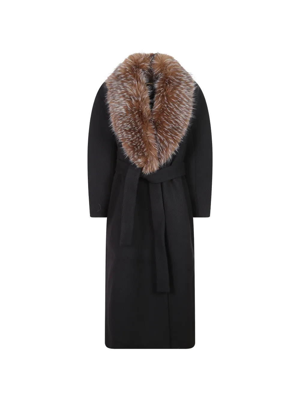 ZIMMERMANN Valiant fur-trim belted coat - Nero