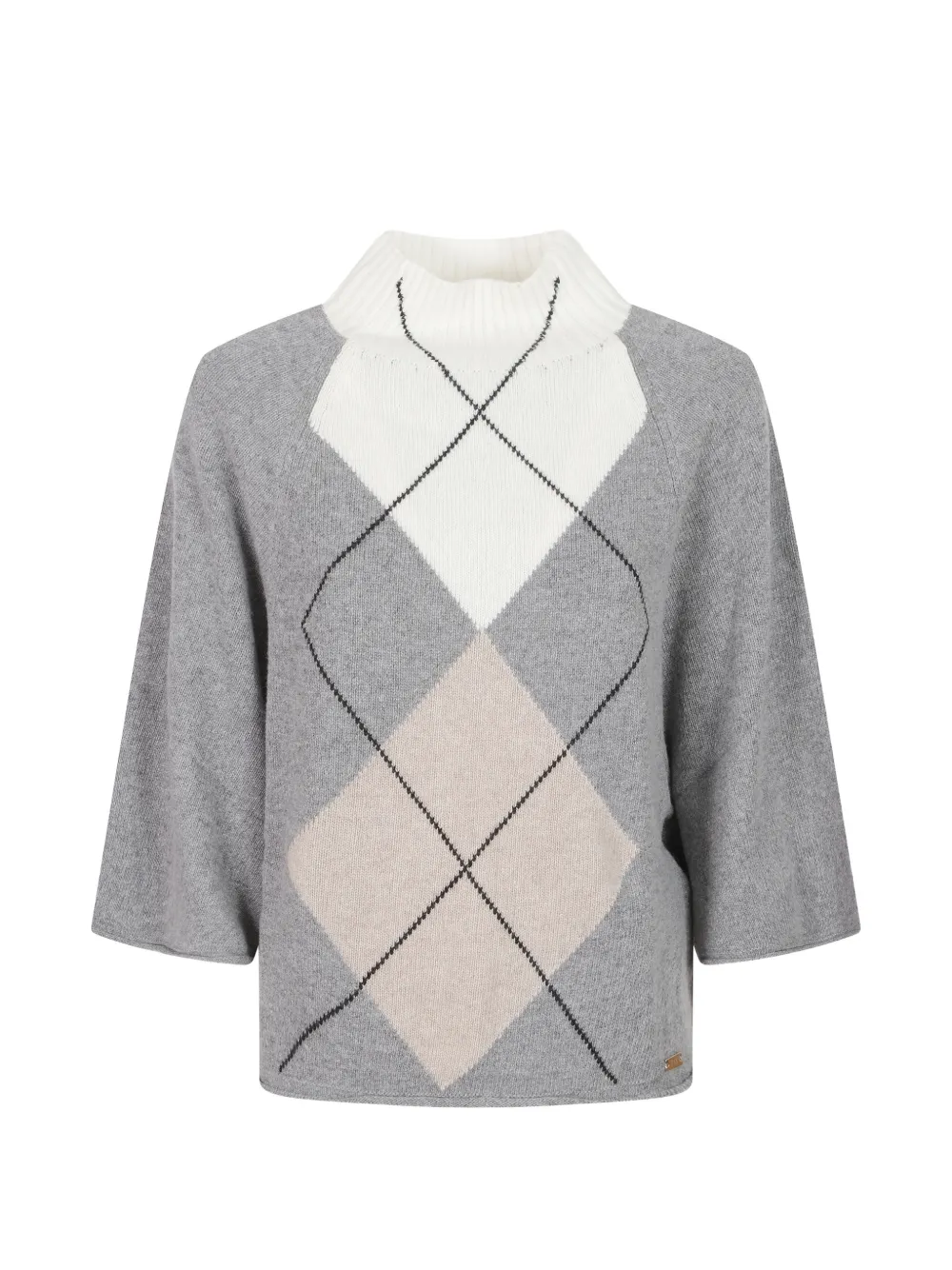 Fay Argyle-knit High-neck Sweater In Gray