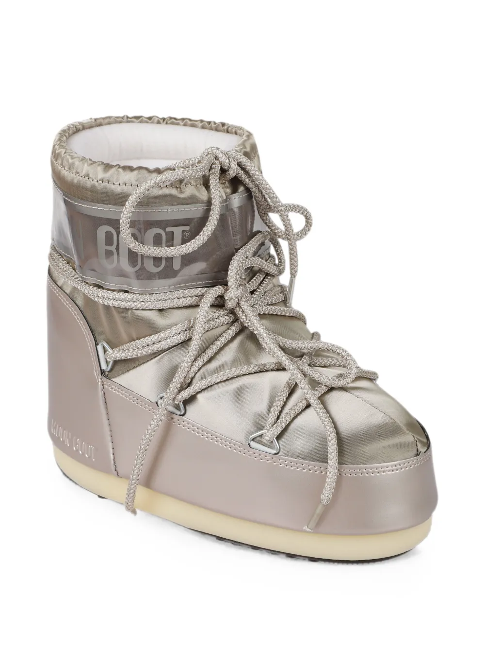 Moon Boot Kids metallic-effect lace-up sneakers Beige