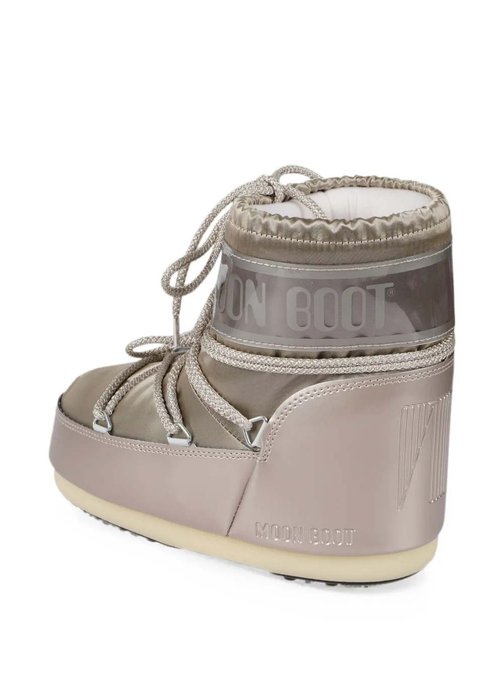 Moon Boot Kids metallic-effect lace-up sneakers Beige