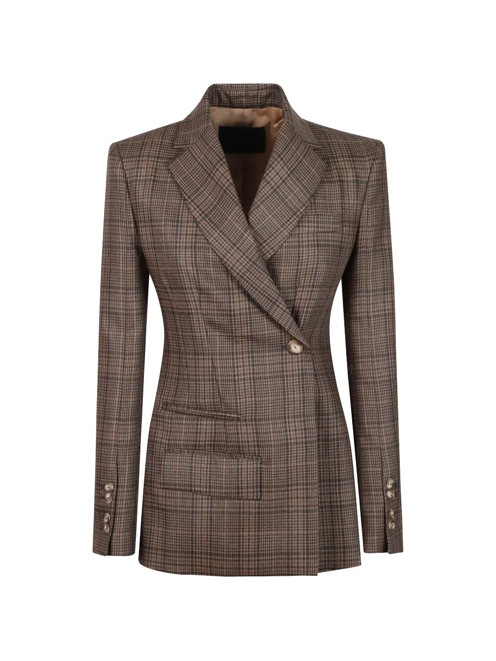 DONDUP check-pattern double-breasted jacket - Braun