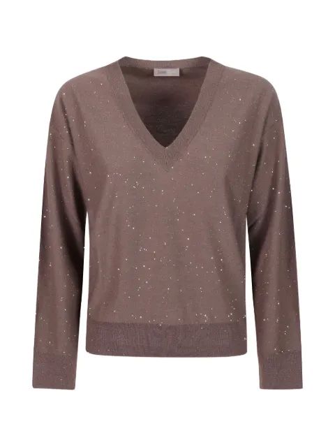 Herno sequin-embellished V-neck sweater