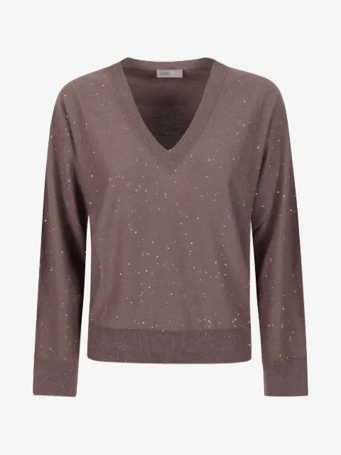 Herno sequin-embellished V-neck sweater