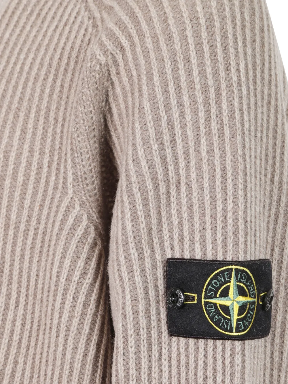 Stone Island ribbed-knit Compass-patch sweater Beige