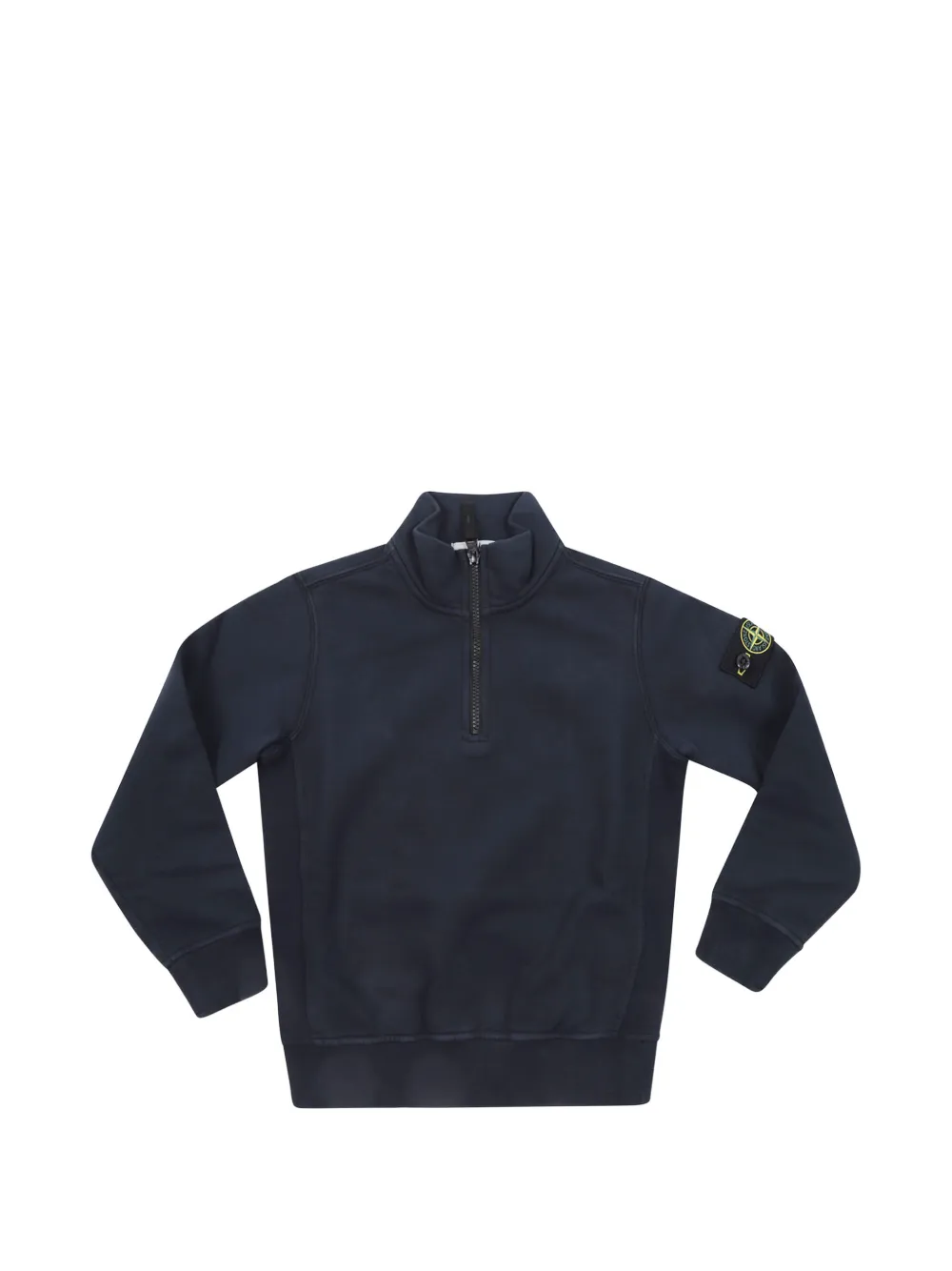 Stone Island Junior logo-patch quarter-zip sweater - Blu