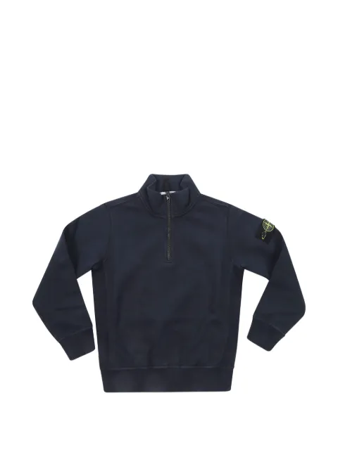 Stone Island Junior logo-patch quarter-zip sweater
