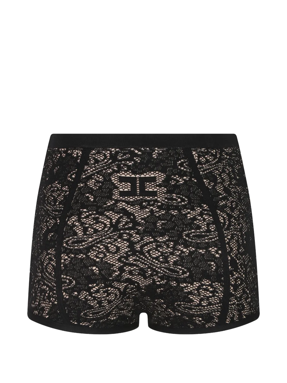 Elisabetta Franchi Shorts met kanten patroon en logo-detail Zwart