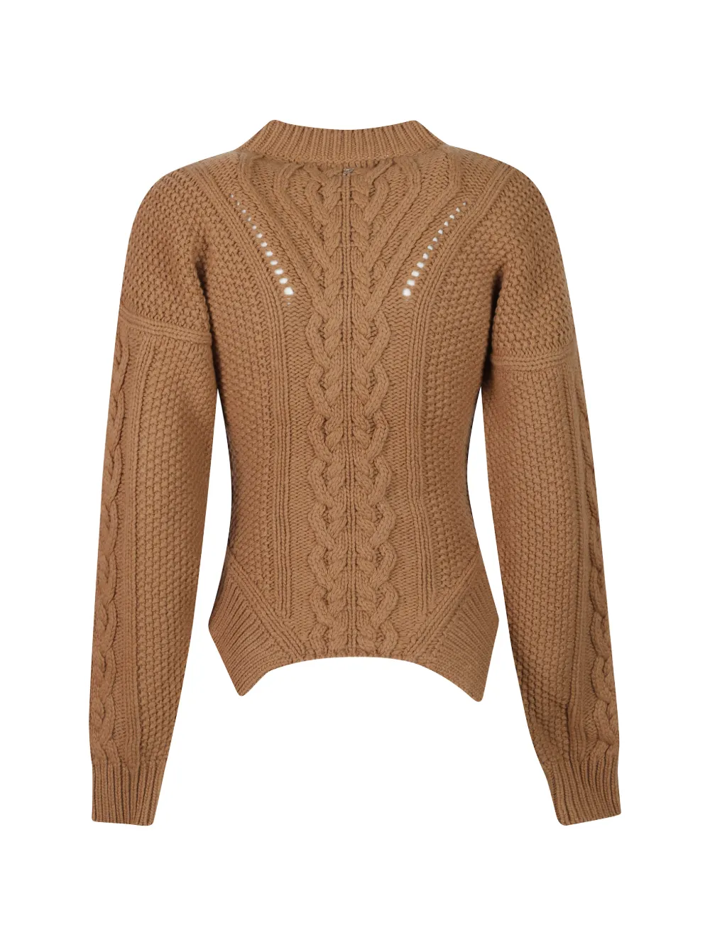 DONDUP Kabelgebreide trui met pointelle afwerking Bruin
