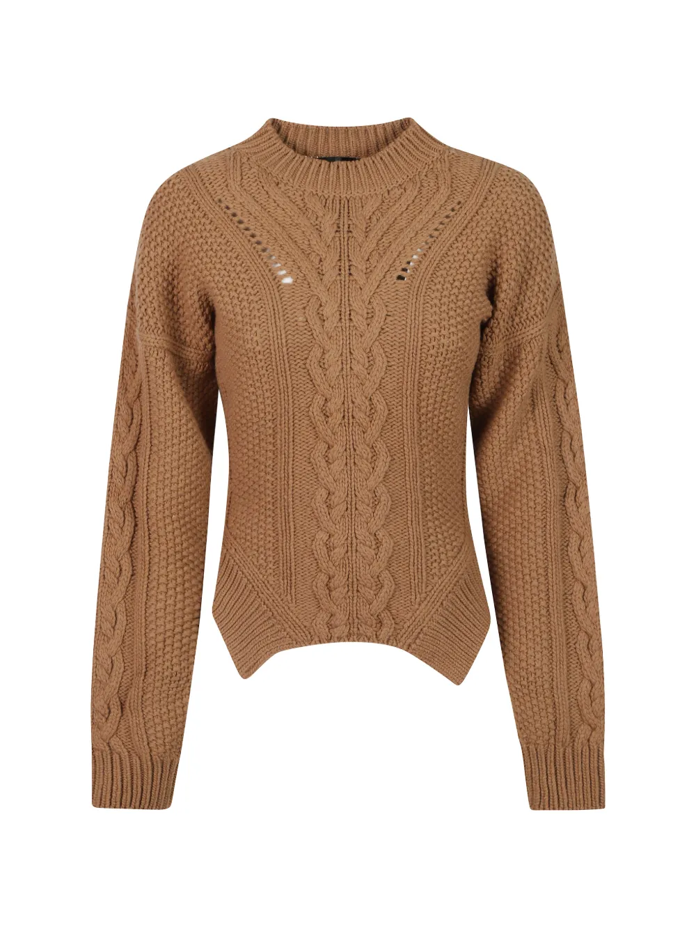 DONDUP cable-knit pointelle-trim sweater - Braun