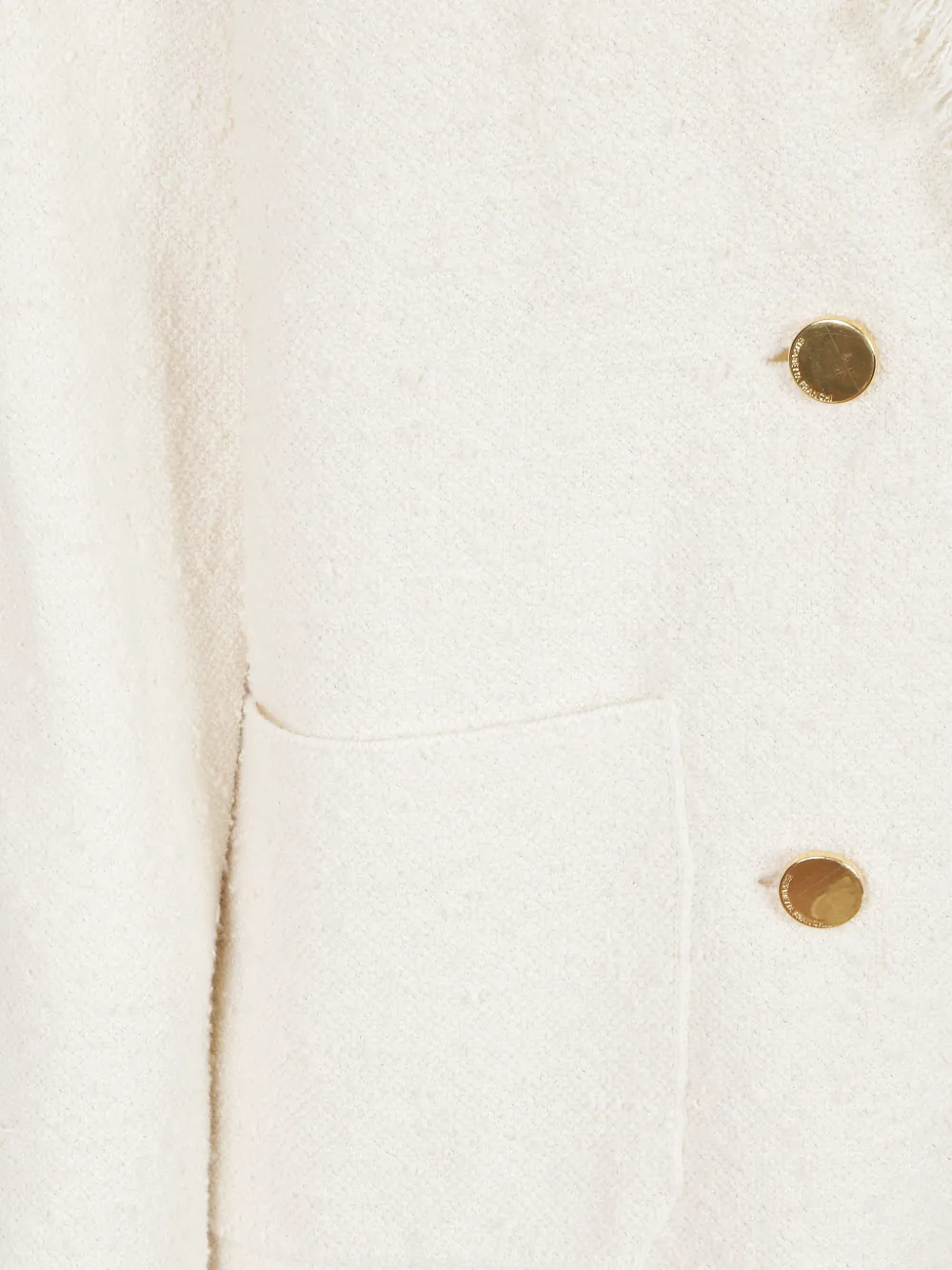 Elisabetta Franchi Blazer met dubbele rij knopen en franje-afwerking Wit