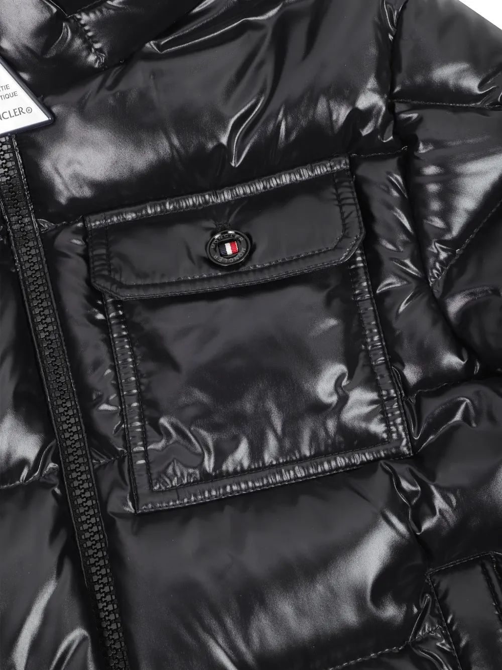 Moncler Enfant Alaxios gewatteerd jack met logo-patch Zwart
