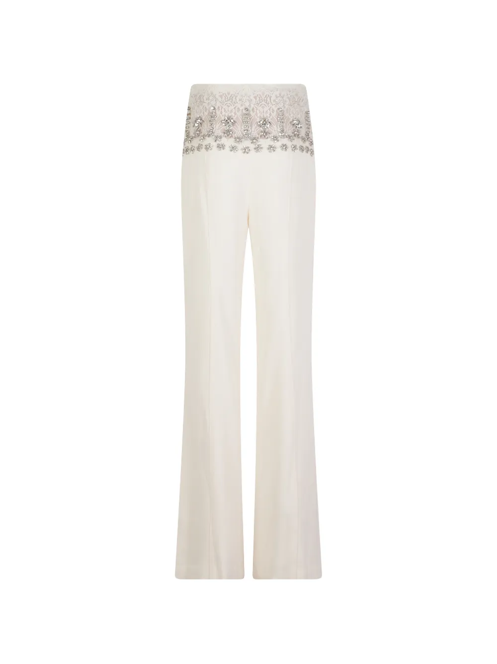 Costarellos crystal-embellished lace-waistband trousers Wit